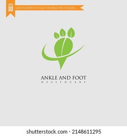 Plantilla de logotipo de icono de pie y cuidado, cuidado de la salud de pies y tobillos