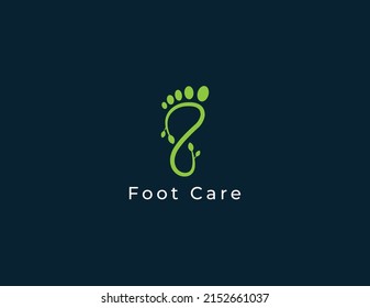 Foot Care Logo Concept sign icon symbol Design. Foot with Leaves Vector illustration logo template