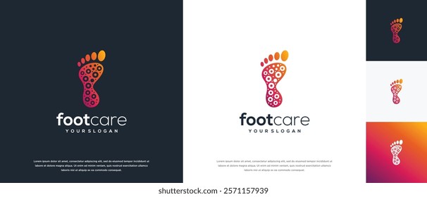 Foot care logo design. Podiatry foot care logo template. Foot logo symbol icon