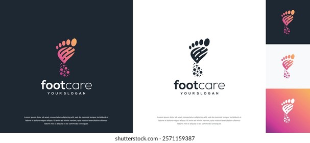 Foot care logo design. Podiatry foot care logo template. Foot logo symbol icon