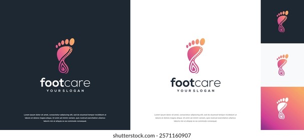 Foot care logo design. Podiatry foot care logo template. Foot logo symbol icon