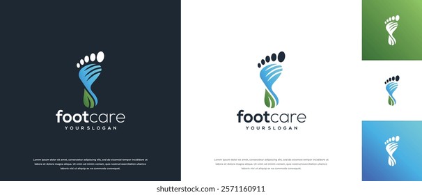 Foot care logo design. Podiatry foot care logo template. Foot logo symbol icon