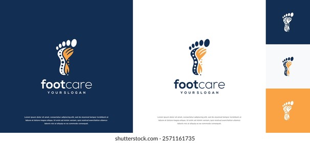 Foot care logo design. Podiatry foot care logo template. Foot logo symbol icon