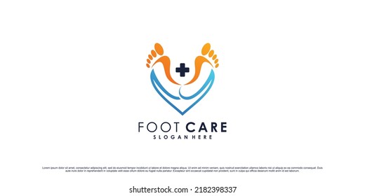 Foot care logo design template with creative element concept Premium Vector
