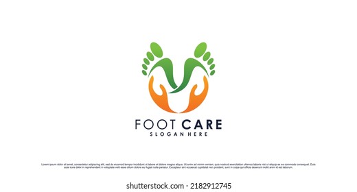 Foot care logo design template with creative element concept Premium Vector