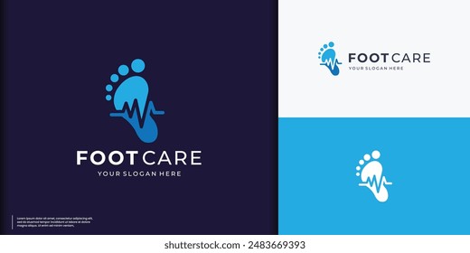 Foot care logo design template with modern pulse creative concept