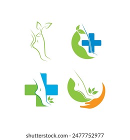 Plantilla de diseño plano con logotipo para el cuidado del pie