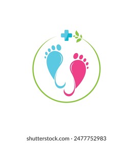 Plantilla de diseño plano con logotipo para el cuidado del pie
