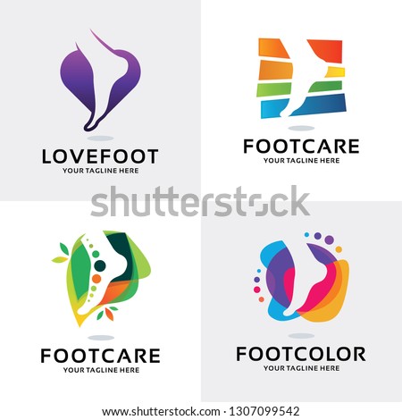 Foot Care Logo Set Design Template Collection