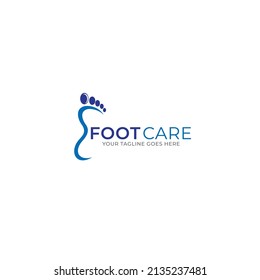 Logo de Foot Care, Vector de huellas con símbolo de salud y clínica. plantilla de logotipo de salud y atención