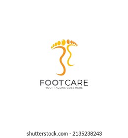 Foot care logo, Vector of footprints with symbol of health and clinic. health and care logo template
