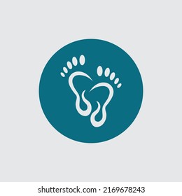 Foot care logo, Vector of footprints with symbol of health and clinic. health and care logo template