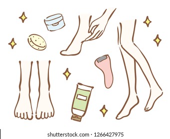 Foot and foot care product illustration set