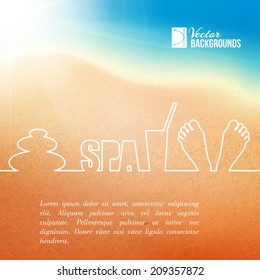 Foot care, spa label design with one line. Vector illustration.