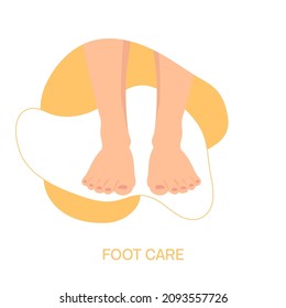 Foot care template. Pedicure, skin care and foot massage concept. Spa treatment and wellbeing design. Vector Illustration