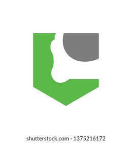 Foot Care Vector Logo, Shield Combined With Foot Shape, Letter C Logo Concept