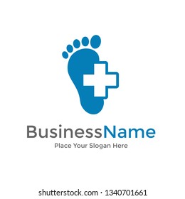 Foot care vector logo template. This design with cross symbol and suitable for health care. 