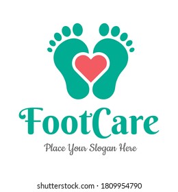 Foot care vector logo template. This design use love symbol. Suitable for medical.