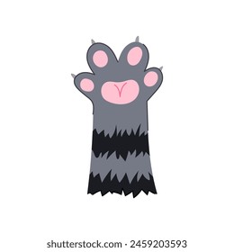 foot cat paw cartoon. pet animal, dog print, silhouette black foot cat paw sign. isolated symbol vector illustration