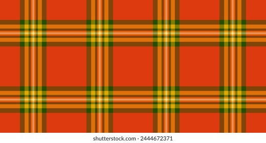 Tejido de fondo para el pie, textura de Vector escocés a rayas. Tejido de patrón sin costuras Antiguas a cuadros en color naranja y rojo.