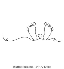 
Foot  continuous one line drawing of outline vector illustration

