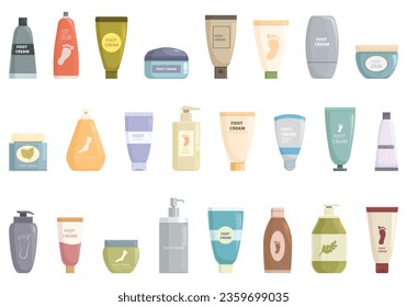 Foot Cream icons set cartoon vector. Care foot. Sole mask