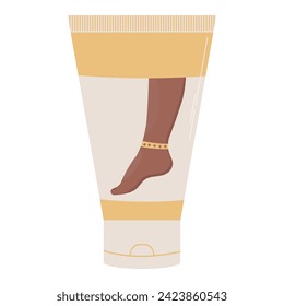 Foot cream illustration. Flat vector illustration in cartoon style. Beauty and fashion, personal care, beauty salons, online stores.

