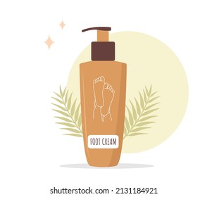 Crema de pies. Concepto de cuidado de la piel. Máscara de pies hidratantes. Rutina matutina. Tiempo de baño. Producto de belleza dibujado a mano para Spa. Ilustración vectorial al estilo de las caricaturas planas.