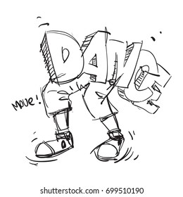 Foot dance doodle sketch vector illustration