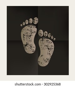 Foot design on black background,vector