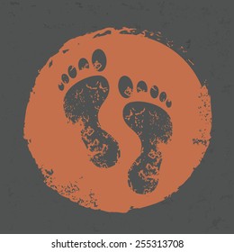 Foot design on grunge background, grunge vector