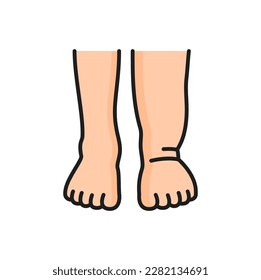 Enfermedad de los pies y traumatismo de los pies, reacción alérgica icono de la línea de color. Linfodema vectorial, piernas hinchadas y edema reacción alérgica