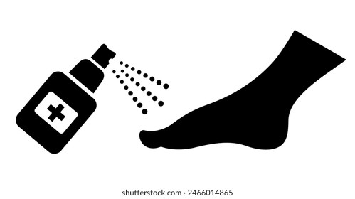 Foot disinfectant spray vector icon isolated on white background. Medical flat illustration of legs hygiene, fungi and viruses prevention healthy pictogram