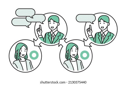 Foot in the door Illustration of a business person making a simple request at the beginning