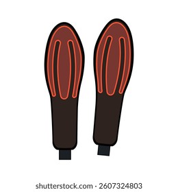 foot electric heated insoles cartoon. comfort warmth, footwear thermal, cozy adjustable foot electric heated insoles sign. isolated symbol vector illustration
