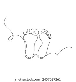 Foot elegance female leg in Continuous one line drawing illustration art vector design