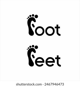 Foot and feet word logo design with an illustration of the footprints on the letter F.