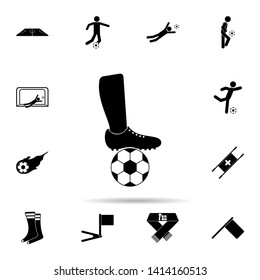 foot with a football ball icon. Universal set of football for website design and development, app development