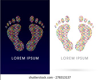 Foot, Footprint , designed using colorful triangle mosaic , graphic, vector.