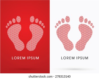 Foot, Footprint , designed using outline water wave , graphic, vector.