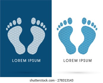 Foot, Footprint , designed using outline water wave , graphic, vector.