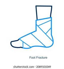 Foot Fracture Or Injury Icon Concept