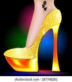 foot and golden shoe