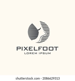 Foot Health Logo Template Design Vector, Emblem, Concept Design, Creative Symbol, Icon, pixel style, asbtrack, dots, walking, sole of the foot