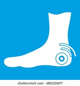 Foot heel icon white isolated on blue background vector illustration