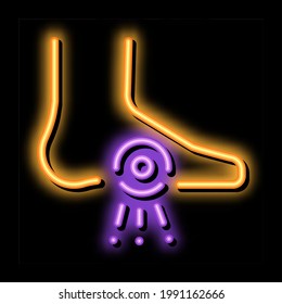 Foot Heel Pain Orthopedic Element neon light sign vector. Glowing bright icon transparent symbol illustration