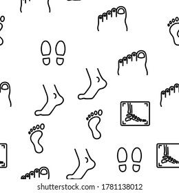 Foot Human Body Part Vector Seamless Pattern Thin Line Illustration