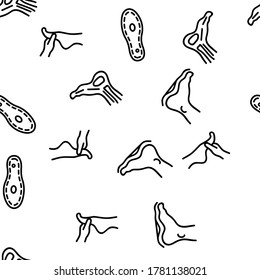 Foot Human Body Part Vector Seamless Pattern Thin Line Illustration