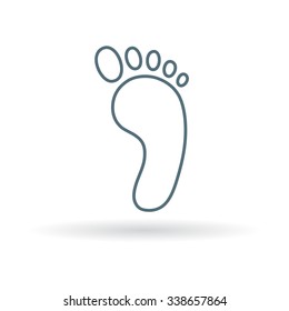 Foot Icon. Feet Sign. Footprint Symbol. Thin Line Icon On White Background. Vector Illustration.