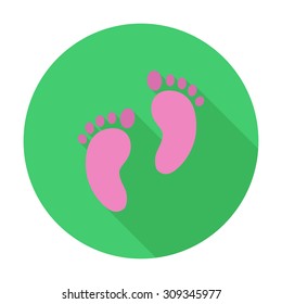 Foot icon. Flat vector related icon with long shadow for web and mobile applications. It can be used as - logo, pictogram, icon, infographic element. Vector Illustration.